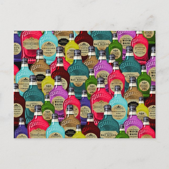 Cartão Postal Feiticeiro Magic Potion Apothecary Tonic Botles (Frente)