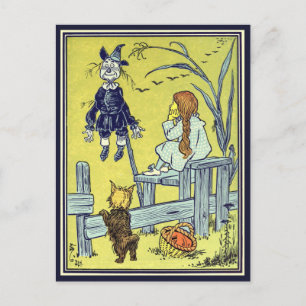 Cartão Postal Feiticeiro Vintage de Oz, Dorothy Toto encontra es