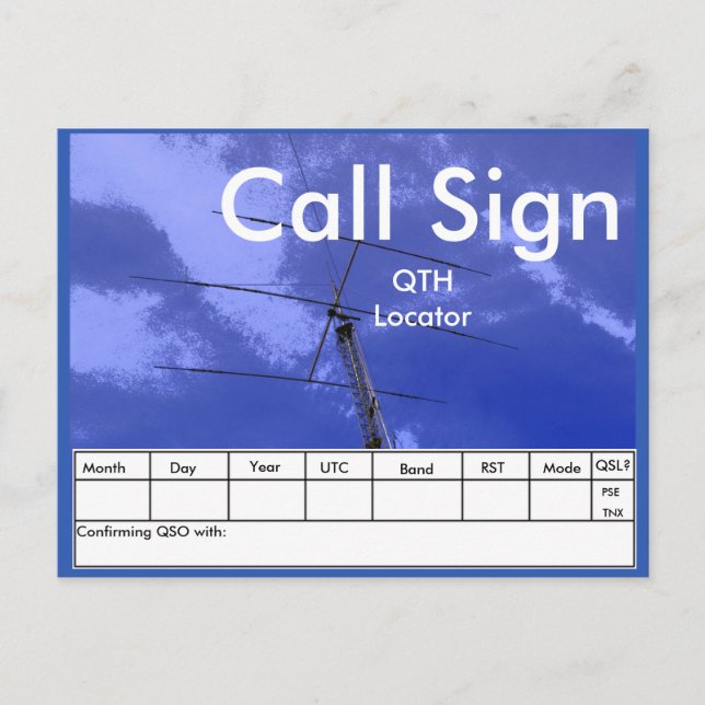Cartão Postal Feixe de rádio amador e torre QSL (Frente)