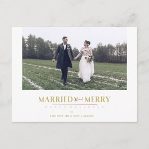 Cartão Postal Félicias de Natal Recém-Casados Foto Personalizada
