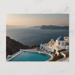 Cartão Postal Felicidade do Pôr do Sol em Santorini