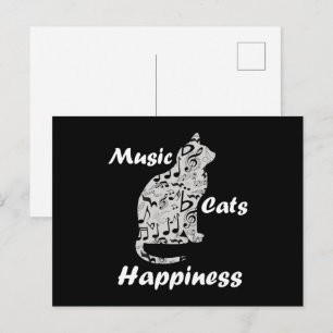 Cartão Postal Felicidade dos Gatos de Música - Citação de Amante