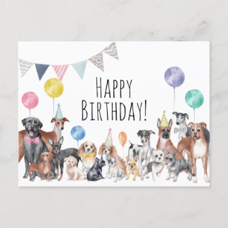 Cartão Postal Felicidades Cachorro Colorido Fofo