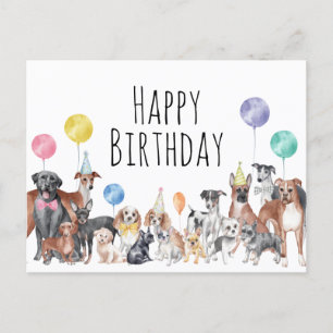 Cartão Postal Felicidades Colorido Cachorro Feliz Aniversário 