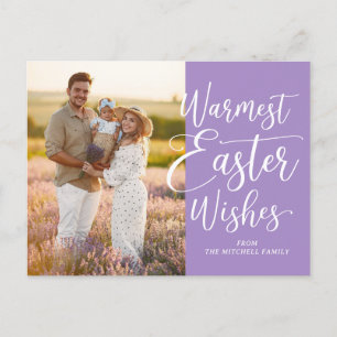 Cartão Postal Felicidades de Páscoa em Roxo com Foto Personaliza