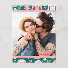 Cartão Postal Felicidades e Casados 1º Ano de Casamento Foto de 