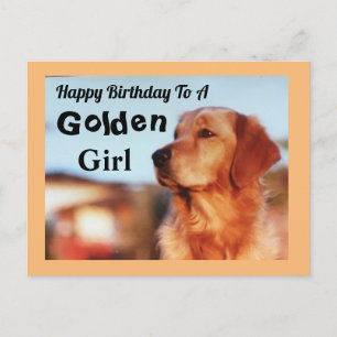 Cartão Postal Felicidades Golden Girl Cachorro Feliz Aniversário