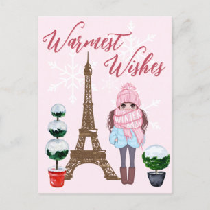 Cartão Postal Felicidades mais calorosas para Paris Torre Eiffel