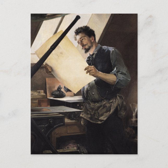 Cartão Postal Felicien Rops  em seu estúdio (Frente)