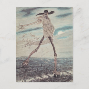 Cartão Postal Felicien Rops: O Satânico. Satã com areia