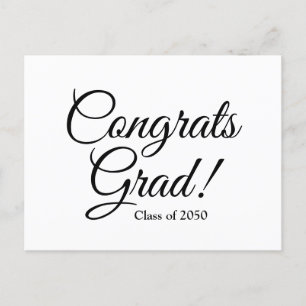 Cartão Postal Felicita a classe de script personalizado branco p