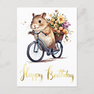 Cartão Postal Felicitações às Flores de Hamster Bonito Personali