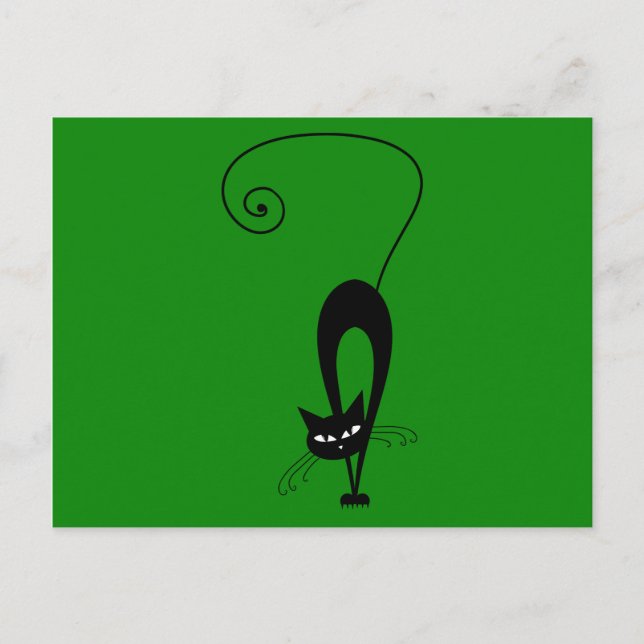 Cartão Postal Felino de Gato Preto Simples (Frente)