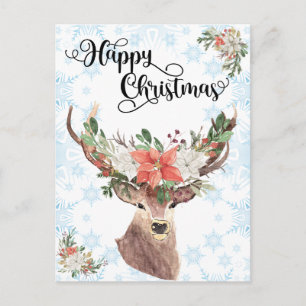 Cartão Postal Felisbelo Natal Veado Aquarela Floresta