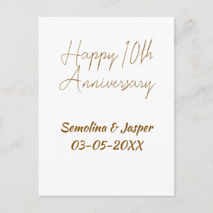 Cartão Postal feliz 10º aniversário nome retrô simples moderno
