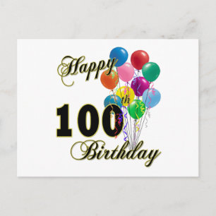 Cartão Postal Feliz 100º Aniversário Presentes e Roupa de Aniver