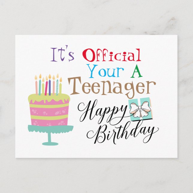 Cartão Postal Feliz 13 de aniversário (Frente)