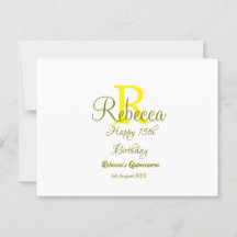 Feliz 15º Aniversário amarelo adicionar nome monog