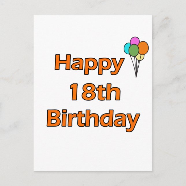 Cartão Postal Feliz 18º aniversário (Frente)