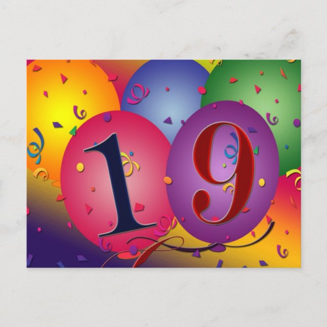 Cartão Postal Feliz 19 anos (Frente)