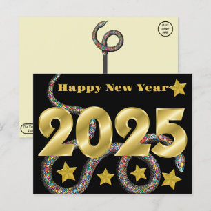 Cartão Postal Feliz 2025 Ano da Cobra