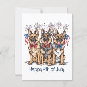 Cartão Postal Feliz 4 De Julho De Cães German shepherd