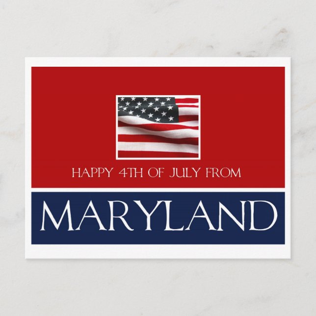Cartão Postal feliz 4 de julho de Maryland (Frente)