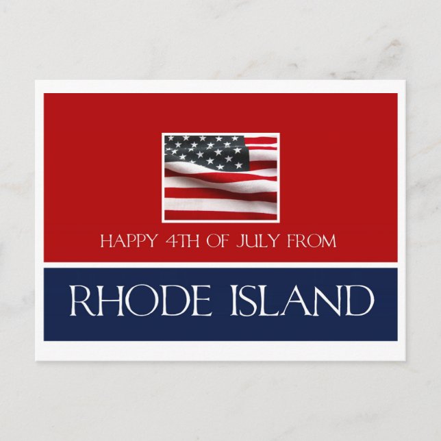 Cartão Postal feliz 4 de julho de Rhode Island (Frente)