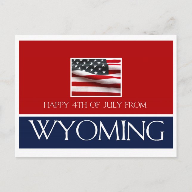 Cartão Postal feliz 4 de julho de Wyoming (Frente)