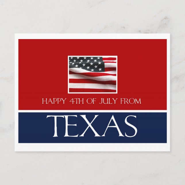 Cartão Postal feliz 4 de julho do texas (Frente)