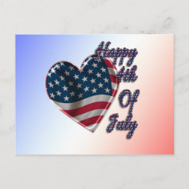 Cartão Postal Feliz 4 de julho do USA Flag Heart