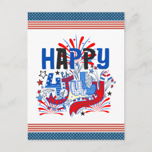 Cartão Postal Feliz 4 de Julho Fogos de Artifício EUA-63261