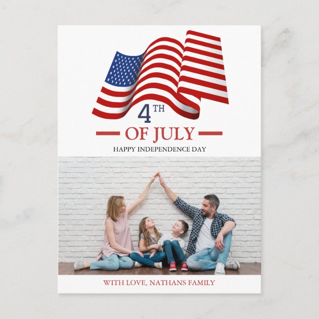Cartão Postal Feliz 4 de julho Foto do Dia da Independência Amér (Frente)