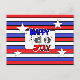 Cartão Postal Feliz 4 de julho Patriótico