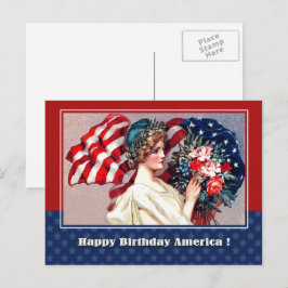 Cartão Postal Feliz 4 de julho. Vintage Patriotic Design