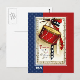Cartão Postal Feliz 4 de julho. Vintage Patriotic Design