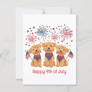 Cartão Postal Feliz 4 De Julho, Yorkie Dogs