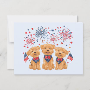 Cartão Postal Feliz 4 De Julho, Yorkie Dogs