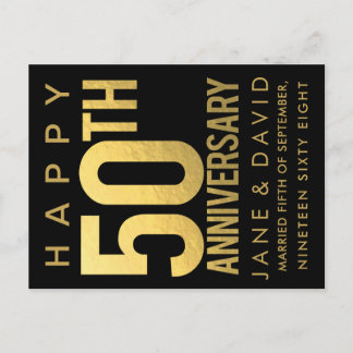 Cartão Postal Feliz 50º Aniversário de Bodas de Ouro Personaliza