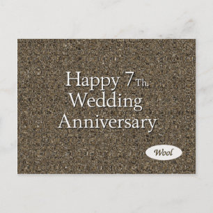 Cartão Postal Feliz 7º. Aniversário de Casamento de Lã
