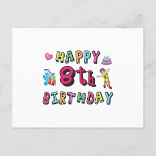 Cartão Postal Feliz 8º Aniversário. Surpresa de 8 anos de aniver