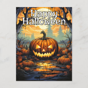Cartão Postal Feliz Abóbora Feliz Halloween