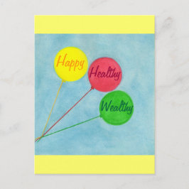 Cartão Postal Feliz Afirmação Saudável de Balão Saudável