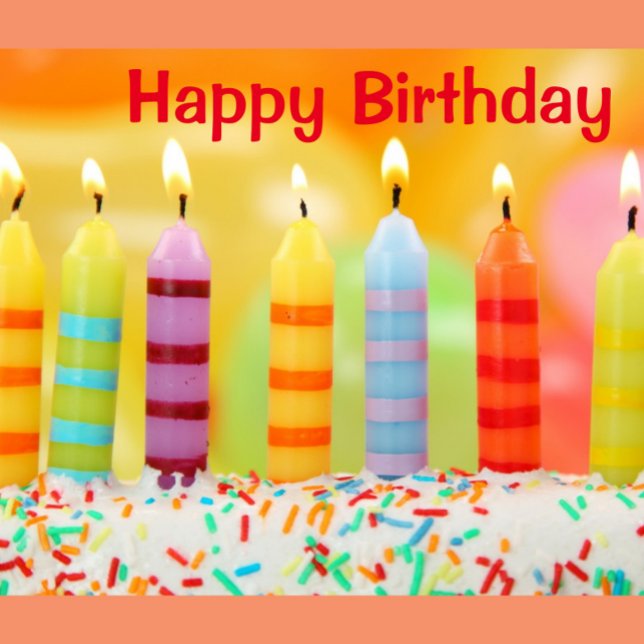 Cartão Postal Feliz Aniversário ("Happy Birthday Colorful Candles postcard")