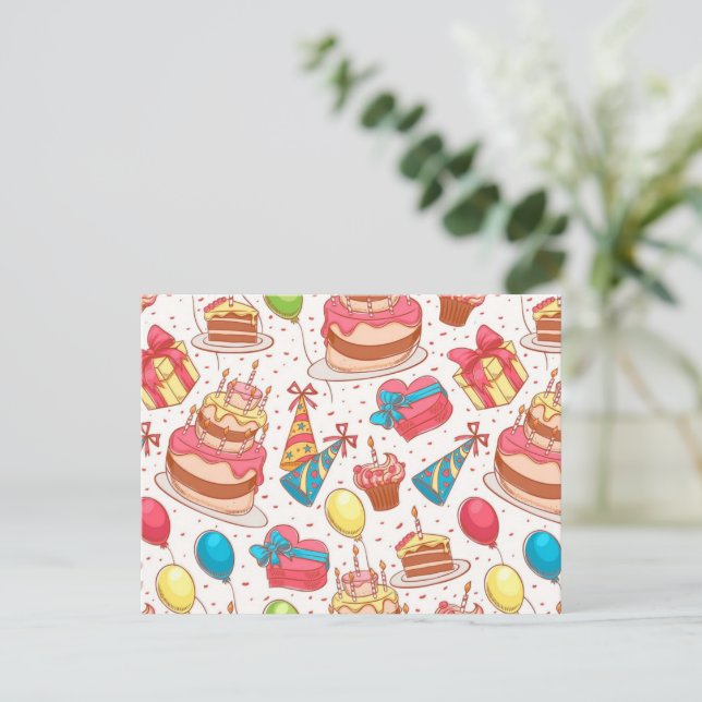 Cartão Postal Feliz aniversário (Em pé/Frente)