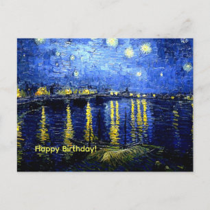 Cartão Postal Feliz Aniversário! A Noite Estrelada de Van Gogh,