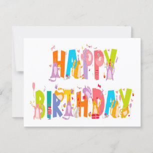 Cartão Postal Feliz Aniversário Amante de Gatos Divertidos Celeb