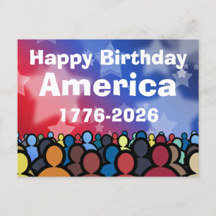 Cartão Postal Feliz Aniversário América 1776 a 2026