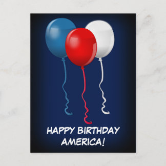 Cartão Postal Feliz aniversário América (Balões)