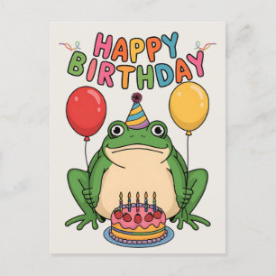 Cartão Postal Feliz Aniversário Amigos Família Sapo Engraçado